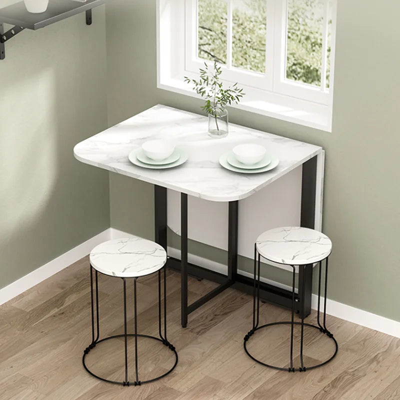 Foldable Rectangular Dining Table 100/120/140 Cm for Small Space Home And Restaurant Furniture Compact Meal Folding Table