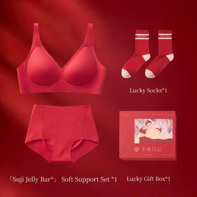 SUJIIN Women's 2 Piece Bra and Panty Set Comfortable Push Up Wireless Seamless Soft Support Bra Female Invisible Underwear Women