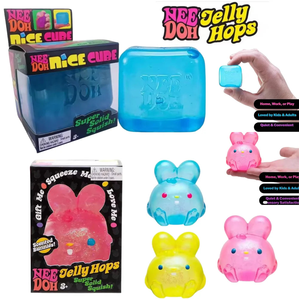 Needoh Nice Cube Sensory Stress Reliever Multiple Styles Fidget Tool for Anxiety & Focus Desk Sensory Cube for Adults Kids