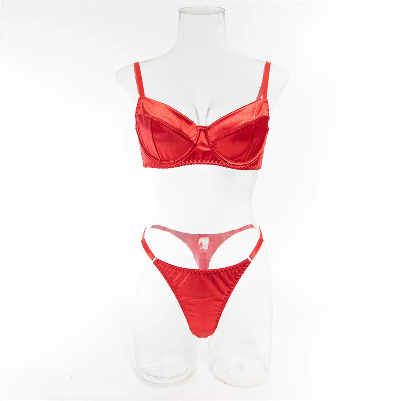 Female Sexy Bra Brief Sets Traceless Solid Romantic Lingerie Vintage Thin Underwear Panties Comfortable New Arrival Exotic Sets