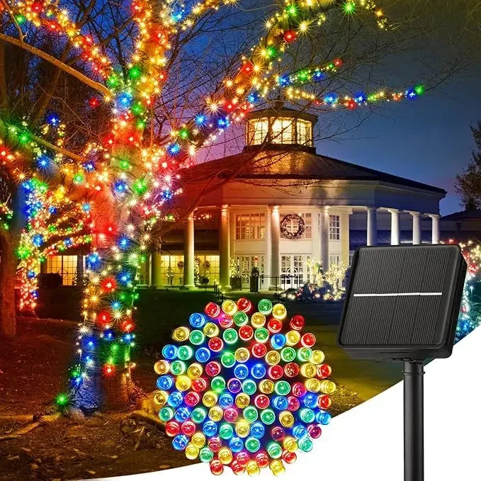 LED Solar String Lights Fairy Lights 8 Lighting Modes Waterproof Suitable for Outdoor Gardens Weddings Parties Dances