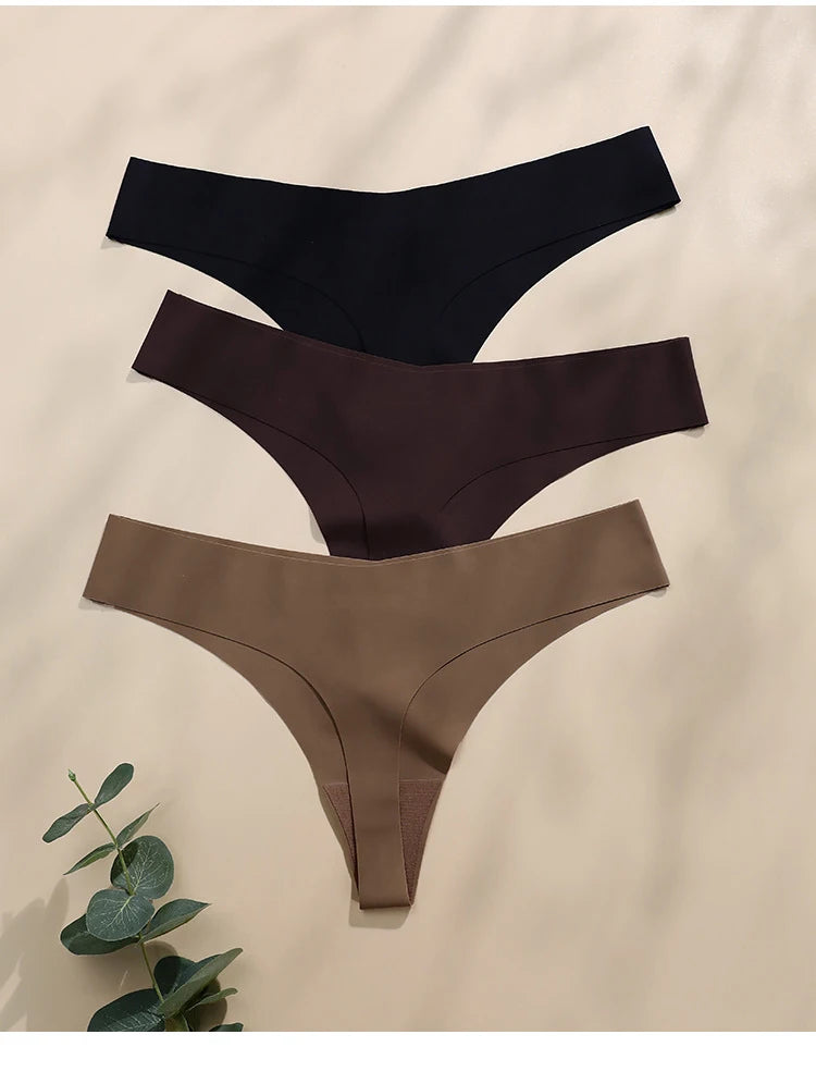 Women Seamless Bra Set Sexy Thong Low Waist Panties Wire Free Bra Bralette Lingerie Brassiere Ice Silk Female Underwear Set