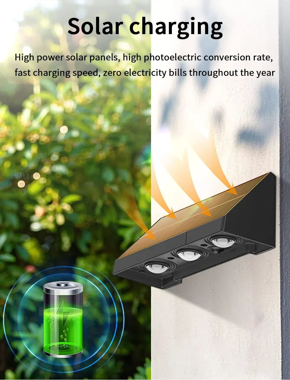 Solar Wall Light Outdoor Garden Lights Solar Powered Waterproof Solar Porch Lights Wireless Wall Mount Lights for Yard Balcony