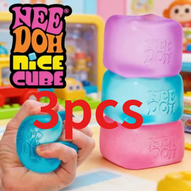 Needoh Nice Cube Sensory Stress Reliever Fidget Tool for Anxiety & Focus Desk Sensory Cube for Adults & Kids*-.