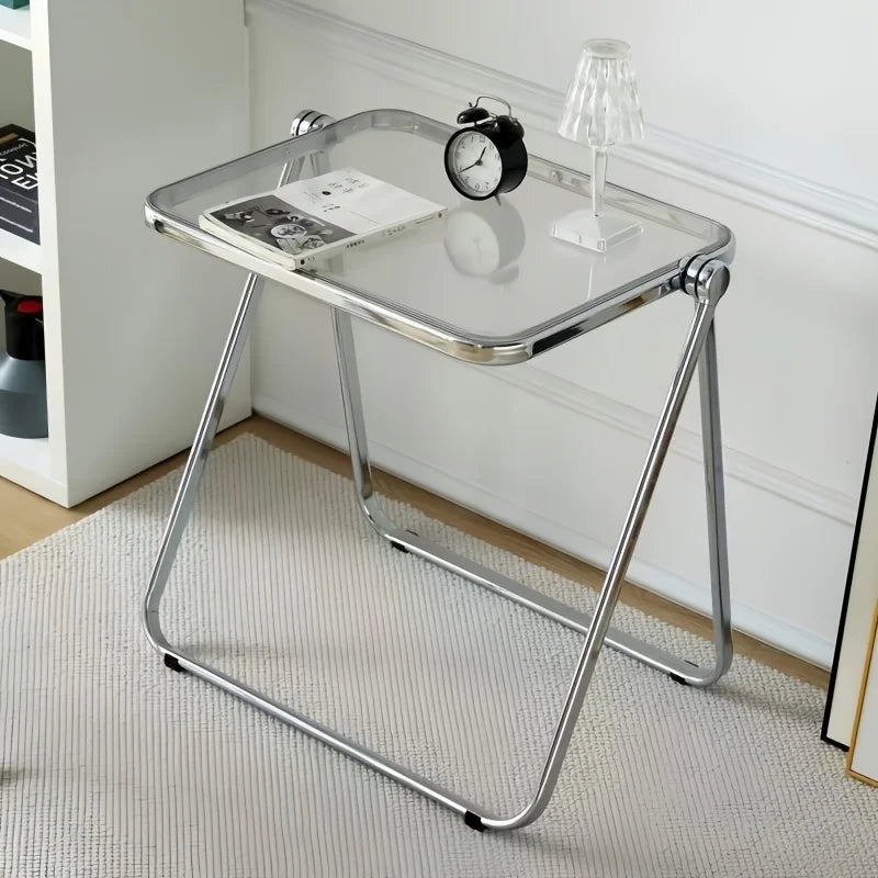 Folding Side Table - Fashionable Transparent Coffee Table for Living Room Sofa Corner & Balcony Coffe Table