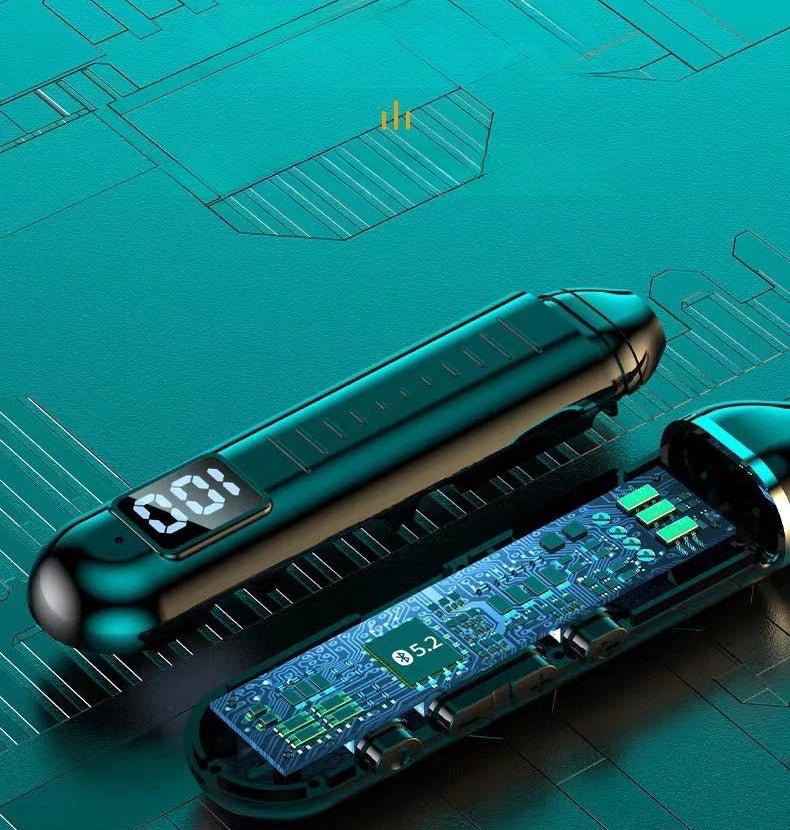 Bluetooth 5.2 Earphones Neckband Headphones TWS Wireless Headsets HiFi Stereo LED Digital Display Dual Mode Waterproof Earbuds