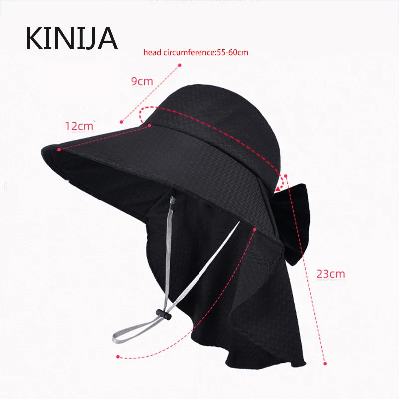 summer sun hat female sunscreen UV face protection neck protection outdoor cycling mountaineering beach large brim hat