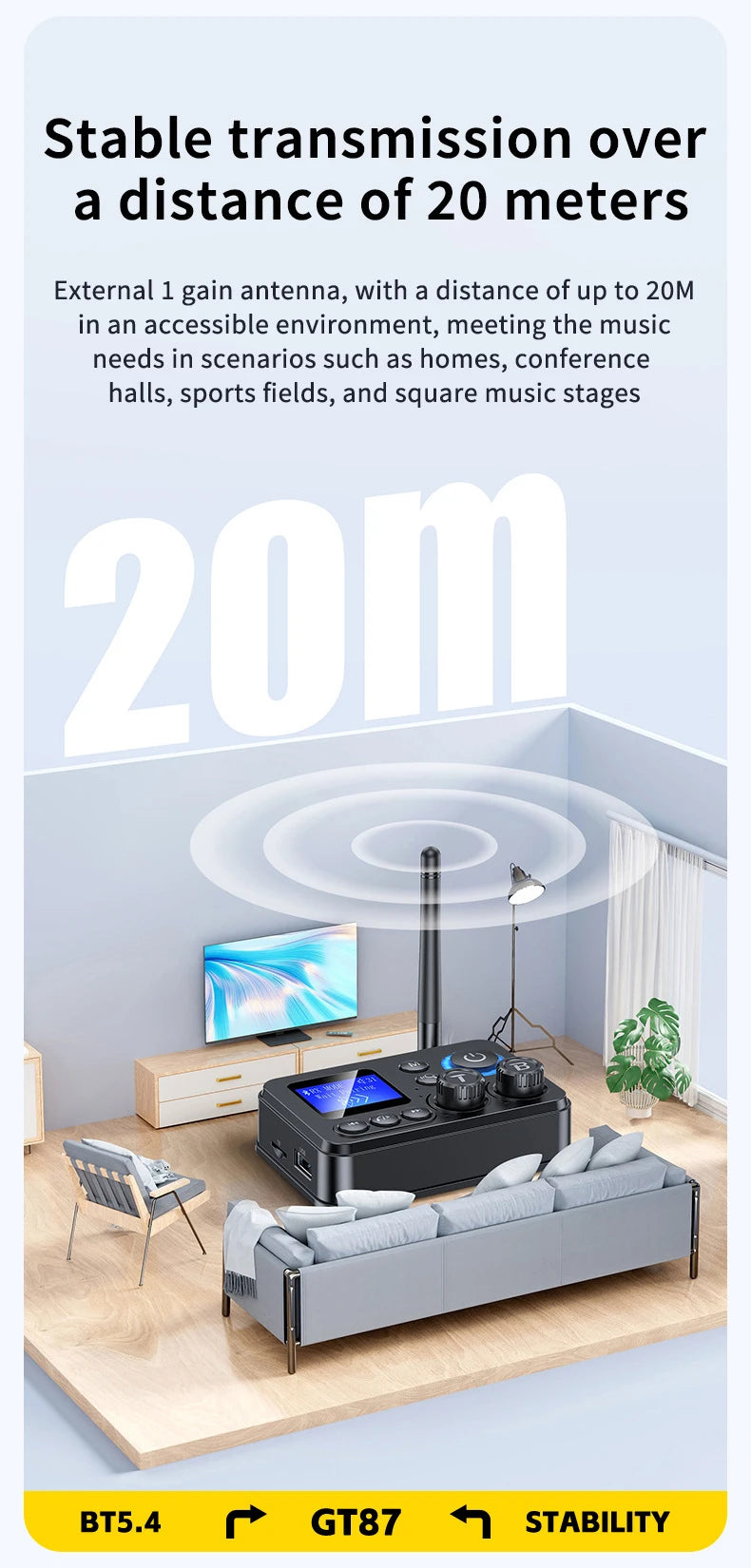 Bluetooth 5.4 Audio Transmitter Receiver 3.5mm AUX RCA Optical Coaxial Stereo Wireless Adapter Converter For Speaker TV PC Car