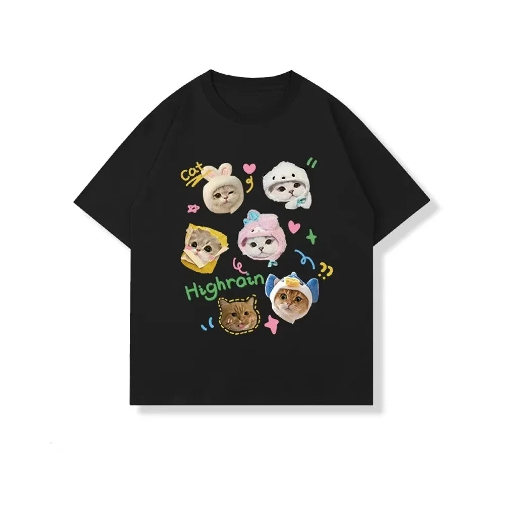 Summer  Virtual Cat-themed T-shirt and Jacket. 21st Century Style Clothing. Family Pet Pattern Men's and Women's T-shirts.