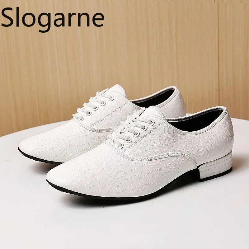 Men Modern Dance Shoes Man Outdoor Dance Leather Latin Jazz Shoes Indoor Suede Sole 2.5CM Heels Ballroom Waltz Shoes Stage Wear