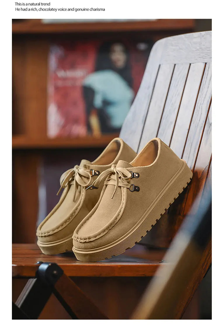 Men's wide toe barefoot shoes classic retro casual shoes lightweight outdoor sports walking shoes khaki thick soled work shoes
