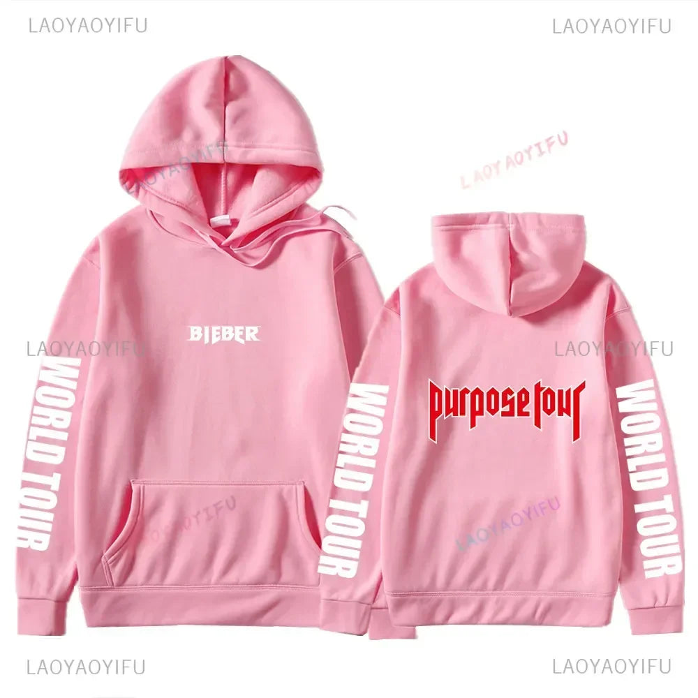 Hoodies Men Justin Bieber Purpose Tour fashion Print Hip Hop Streetwear Fleece Warm Hoody Men Women Pullover Hoodie Sweatshirt