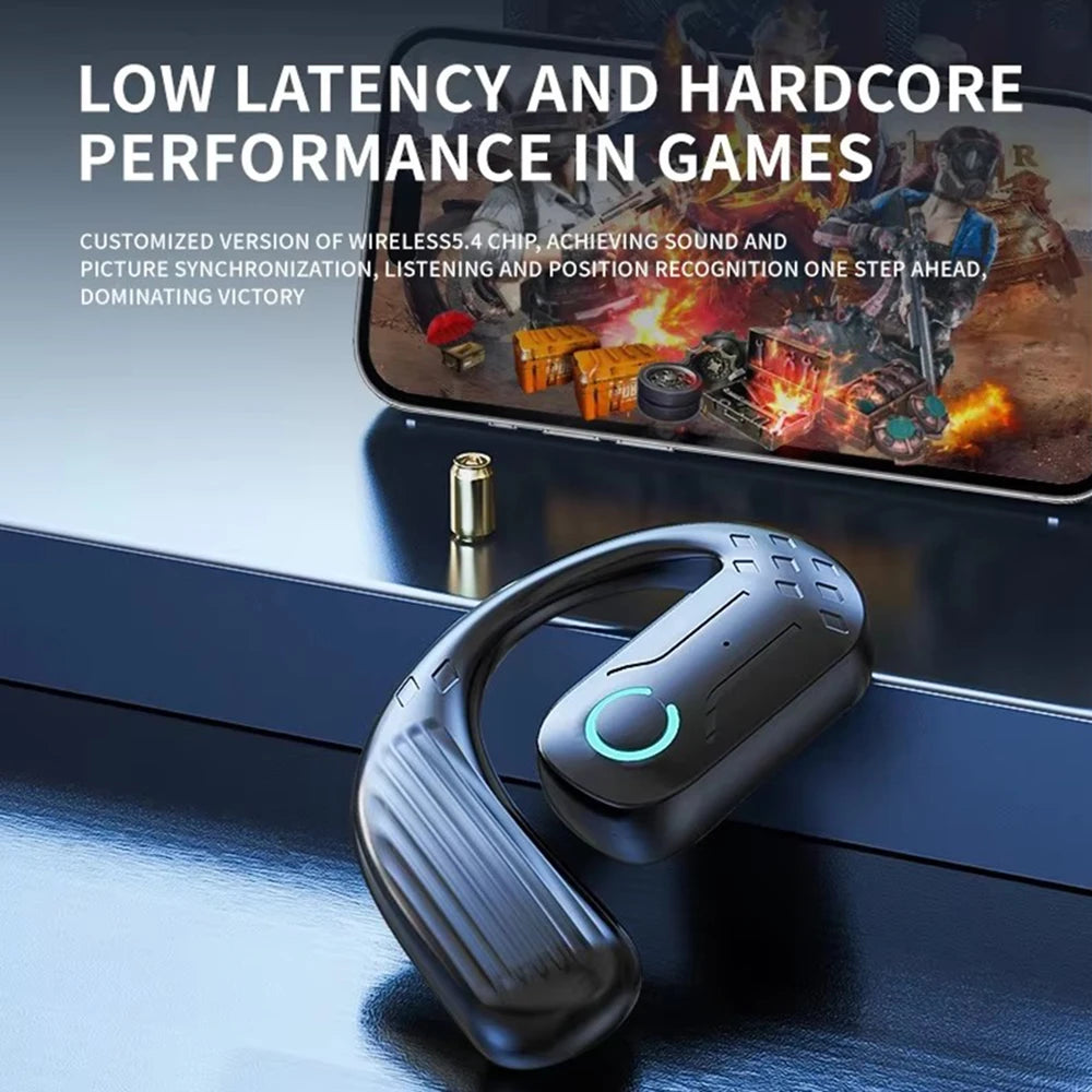 Bluetooth 5.4 Open 180° Rotation Wireless Business Headset With Mic Air Conduction Ear-hook Touch Control Sports Hifi Earphone