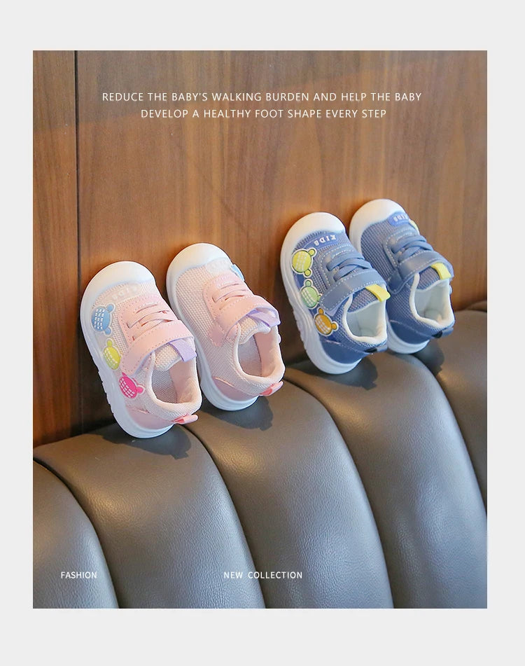 Toddler Girls Walking Shoes Toes Capped Kids Casual Shoes Breathable 2024 New Fashion Children Flat Shoes with Cute Bears Sweet