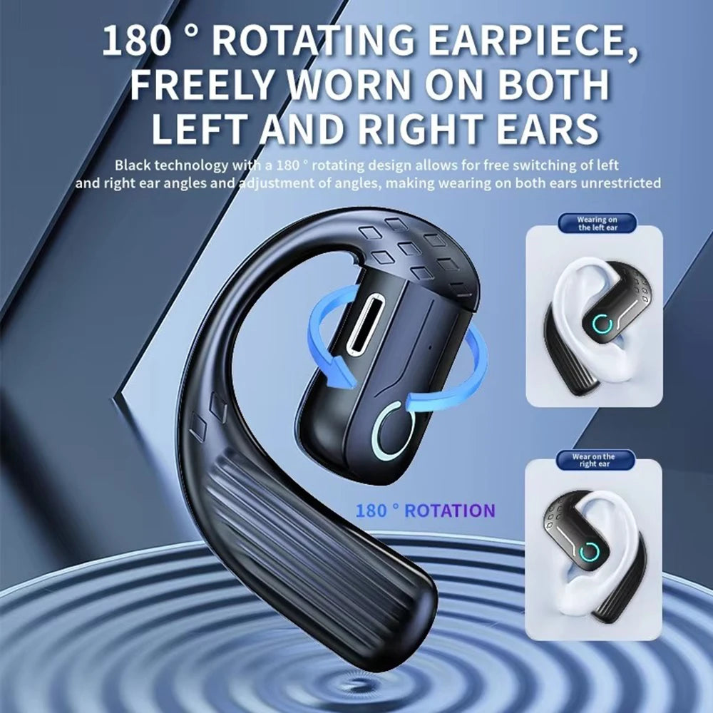 Bluetooth 5.4 Open 180° Rotation Wireless Business Headset With Mic Air Conduction Ear-hook Touch Control Sports Hifi Earphone