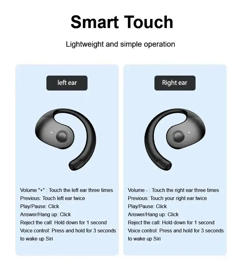 Wireless Headphones Bluetooth 5.4 Headset With Mic HiFi Stereo Sound Earphones Smart Touch Sports Waterproof Earbuds For iPhone