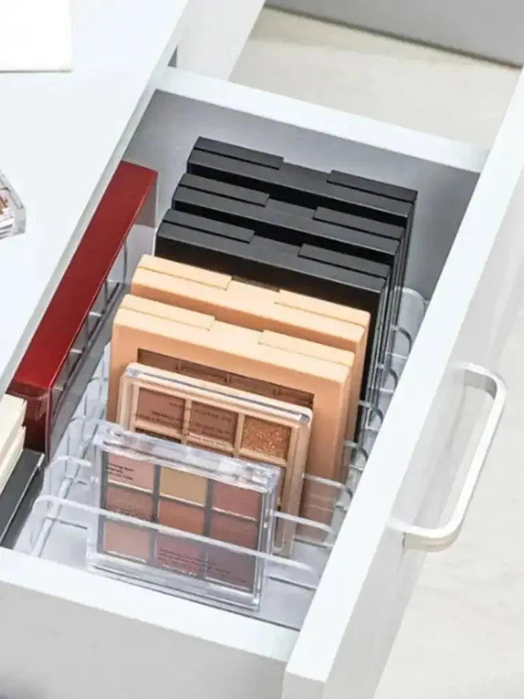 7-Compartment Desktop Makeup Storage Box Plastic Organizer for Cosmetics Blush Eyeshadow Display Tray
