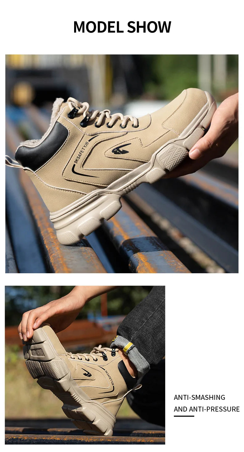 Work Safety Shoes Men Anti-smash Anti-puncture Work Sneakers Steel Toe Shoes Light Comfort Security Boots Indestructible Shoes