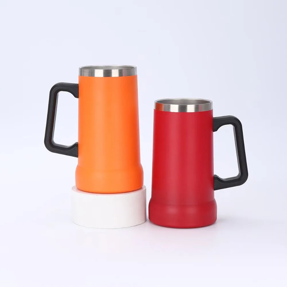 Household 24 OZ Thermal Drink Mug Big Capacity Stainless Steel Coffee Tumbler with Handle Vacuum Thermos Cup Summer