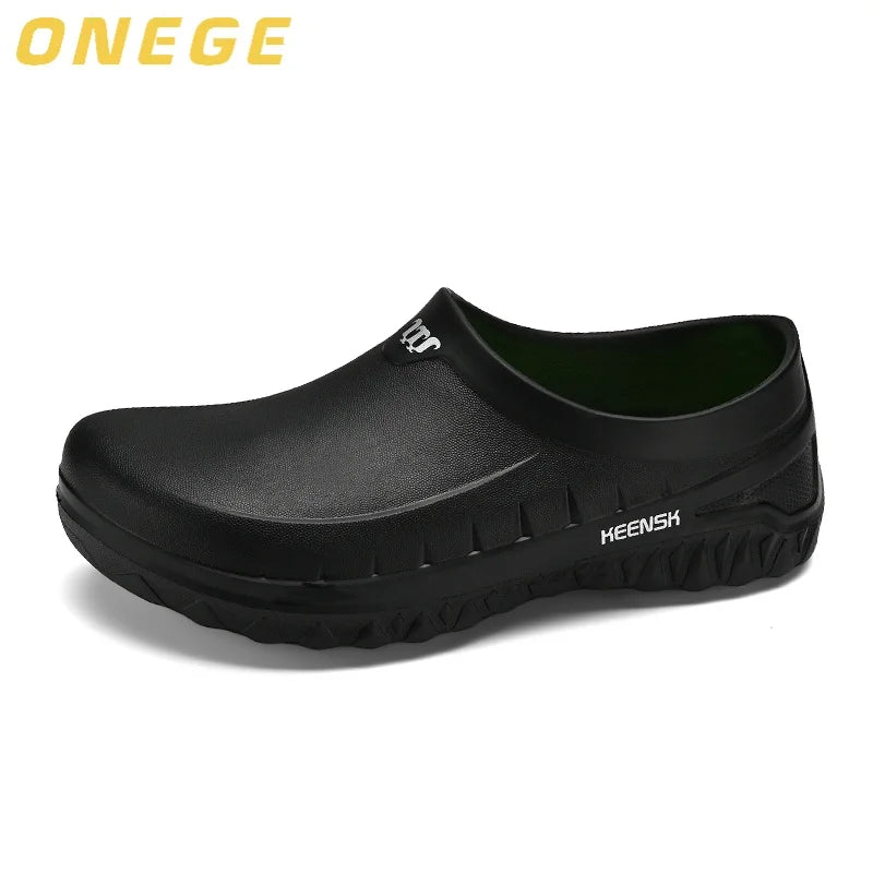 A Pair of Summer Men's Toe-Toe Shoes, Wear-Resistant, Non-Slip Work Shoes, Waterproof and Oil-Proof, Special for Hotels, Durable, Kitchen, Canteen, Chef