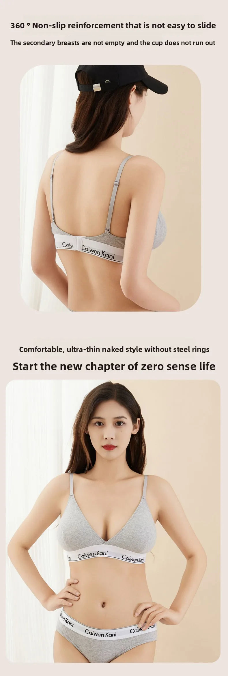 Women Bra and Panty Set Japanese Style Thin Push Up No Underwire Cotton Sexy Underwear Set for Teens