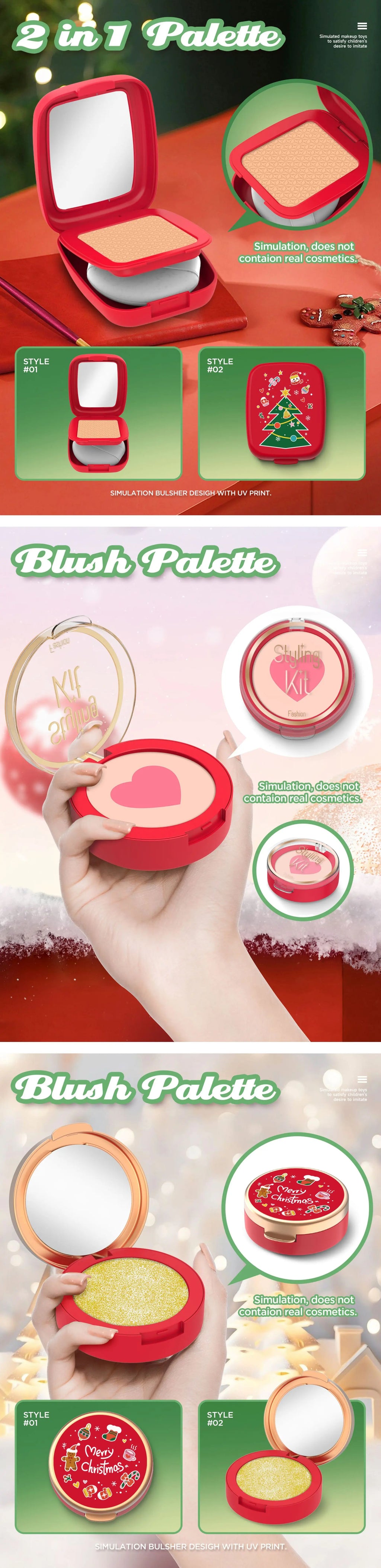 Kids Xmas Simulation Cosmetics Set Pretend Makeup Toys Girls Play House Simulation Make up Educational Toys for Girls Fun Game