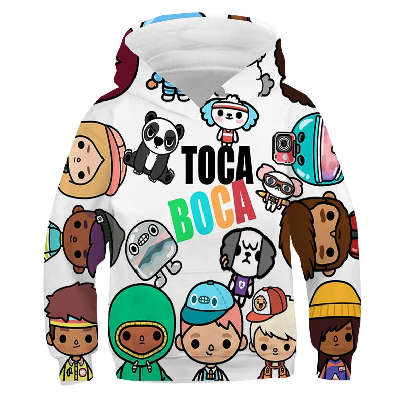 Hoodies 3D Print Game Toca Life World Toca Boca Virtual Toy Creator Sweatshirts Boy Girl Hooded Sweatshirts Kids Oversize Hoodie