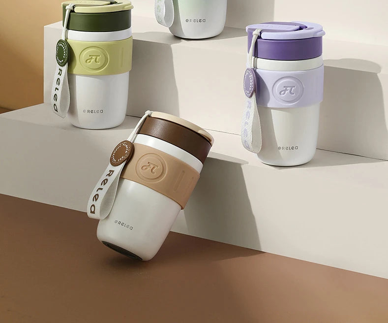 Travel Thermal Mug Ceramic Liners 316 Stainless Steel Thermo for Coffee Long-lasting Heat Preservation with Straws Water Bottle