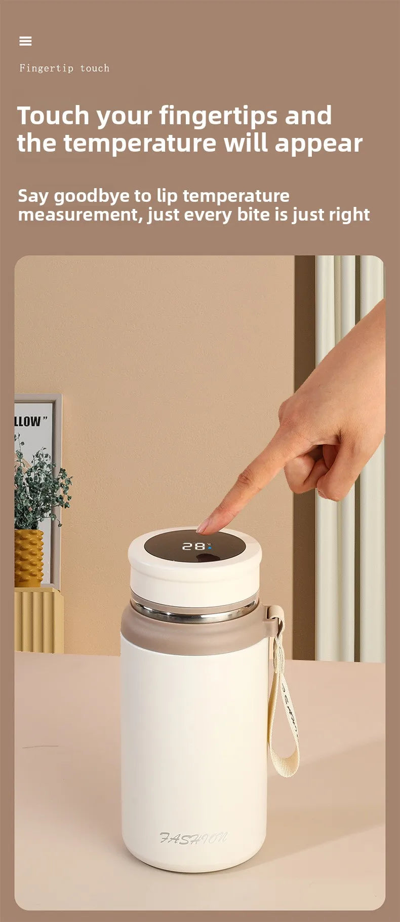 Smart thermos cup good-looking portable outdoor tea cup with temperature display High capacity 316 Stainless steel portable