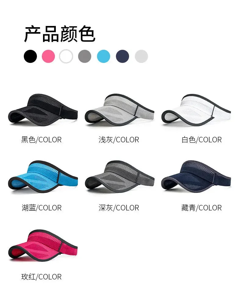 Summer Sports Sun Hats Women Hat Men's Cap New Adjustable Sun Visor Uv Protection Empty Top Tennis Running Sunscreen Mesh Brim