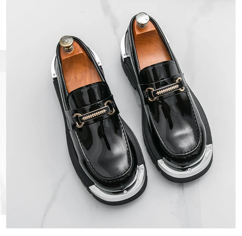 Men's thick soled shoes Luxury fashion designer styles Work Trend Nightclub casual party shoes Height increasing leather shoes