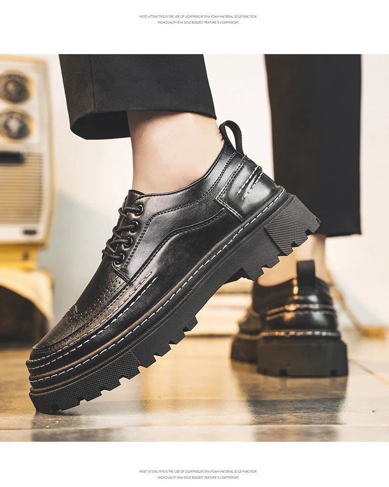 Shoes for Men Fashion High Quality Leather Men Shoes Business Light Luxury High-end Retro Tooling Men's Shoes Zapatillas Hombre