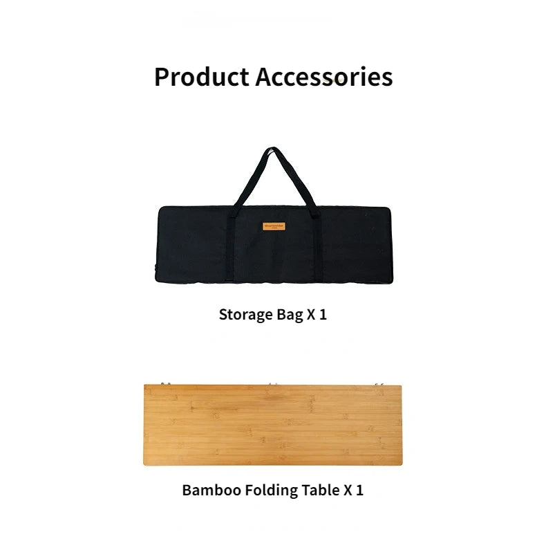 MOUNTAINHIKER Outdoor Camping Bamboo 2/3 Folding Table Portable Fast Storage Folding Desk Outdoor Dining Table Picnic BBQ Table