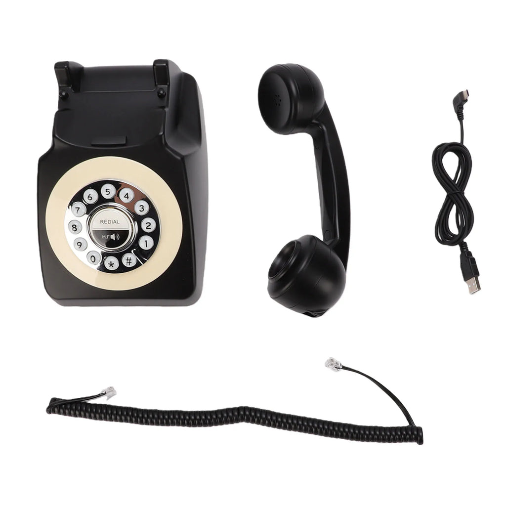 Bluetooth Retro Telephone with Handset Wireless Landline Phone for Home Support Hands Free Call and Music Playback USB Charging