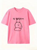 Summer  Short Sleeve T-Shirts Fashion Cute Cartoon Print Round Neck Breathable for Oversized Casual Loose Unisex Top