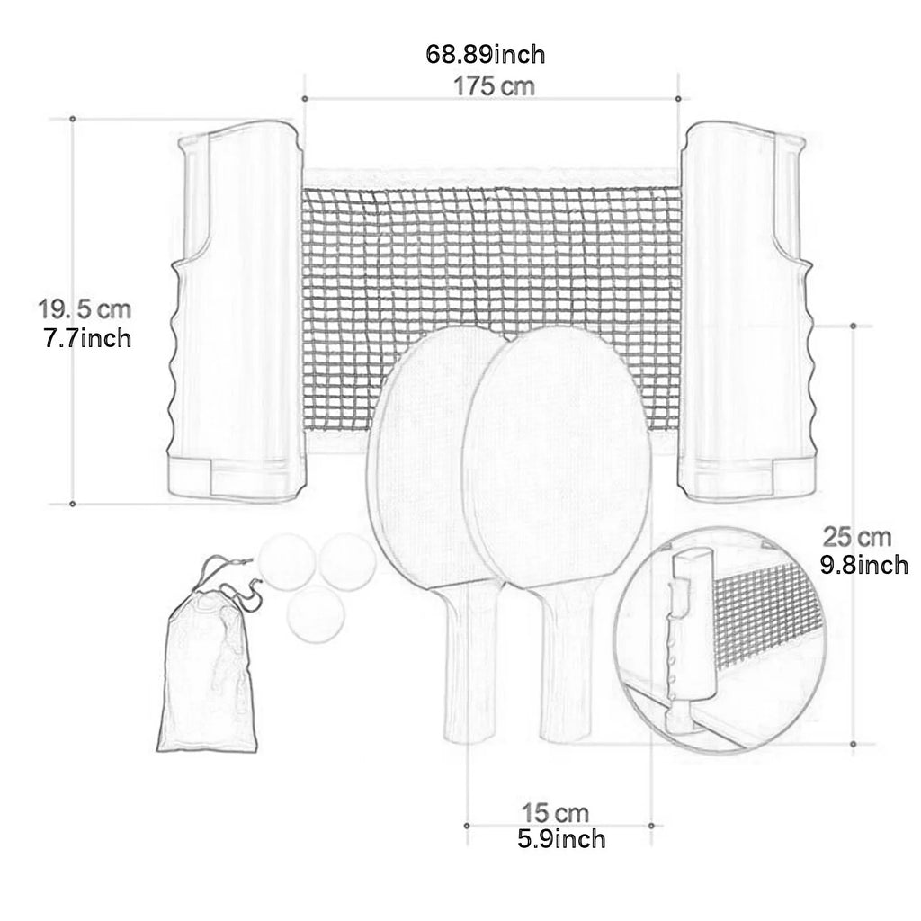 1 Set Ping Pong Paddles Set Retractable Net Exercise Table Tennis Set Rackets Balls for Family Home Gym Player Traveling Sports
