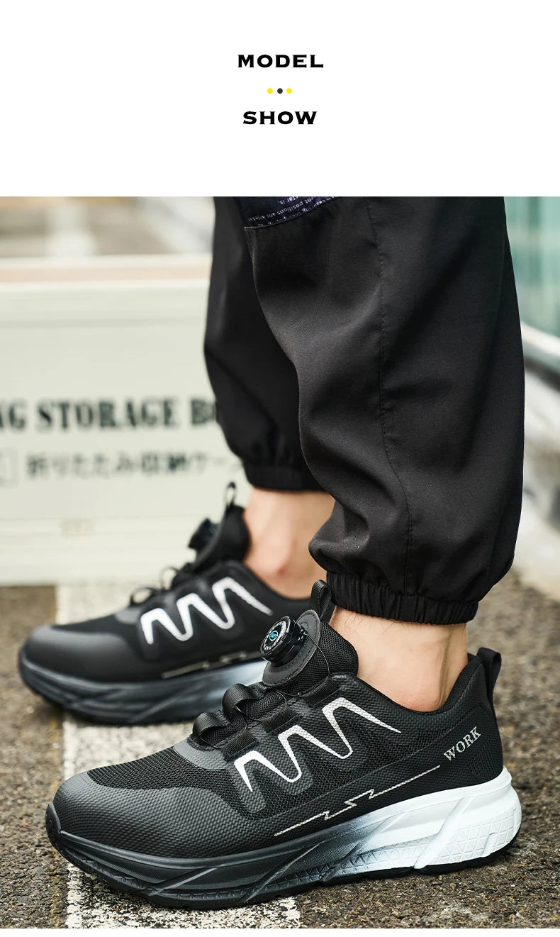 Men‘s Work Shoes Steel Toe Anti-smash Shoes Indestructible Safety Shoes Lightweight Breathable Sneakers Construction Site Shoes