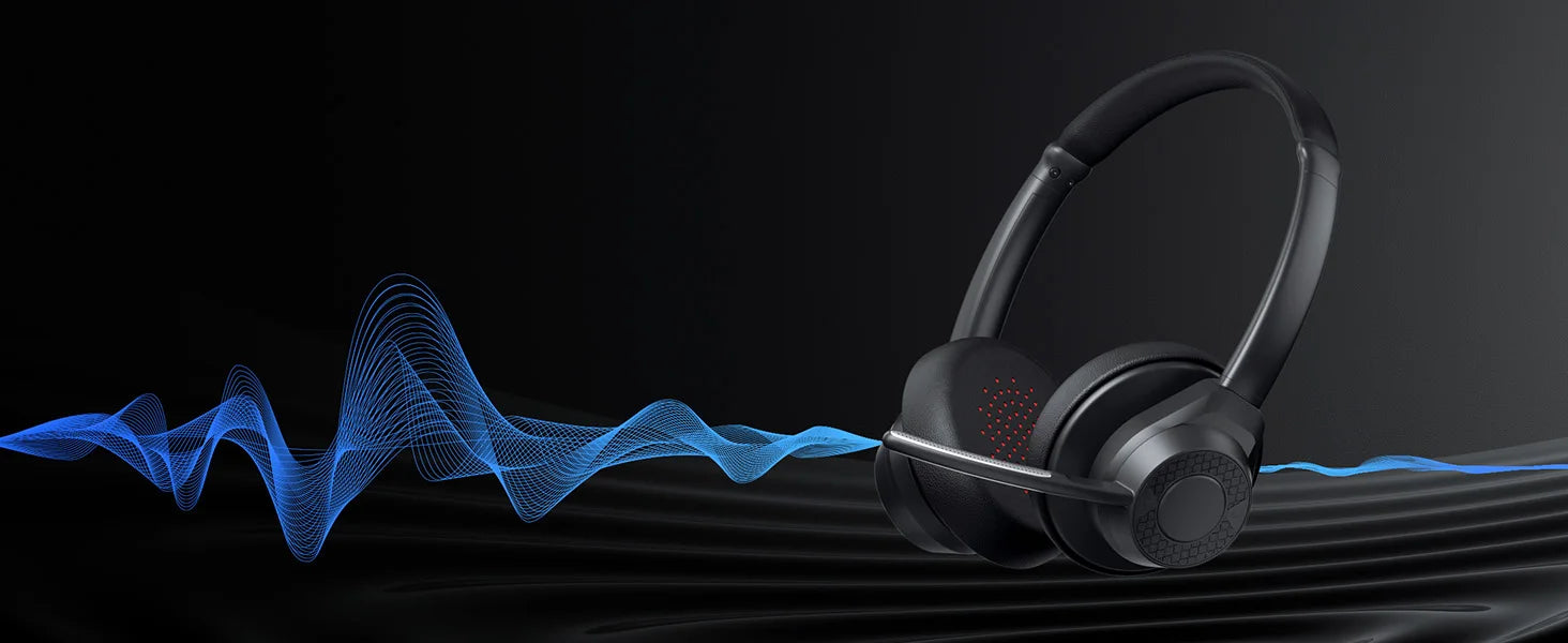 Wireless Bluetooth Headset Bluetooth 5.4 Headphones with Microphone Noise Canceling Multipoint Connect Wireless Headset for Work