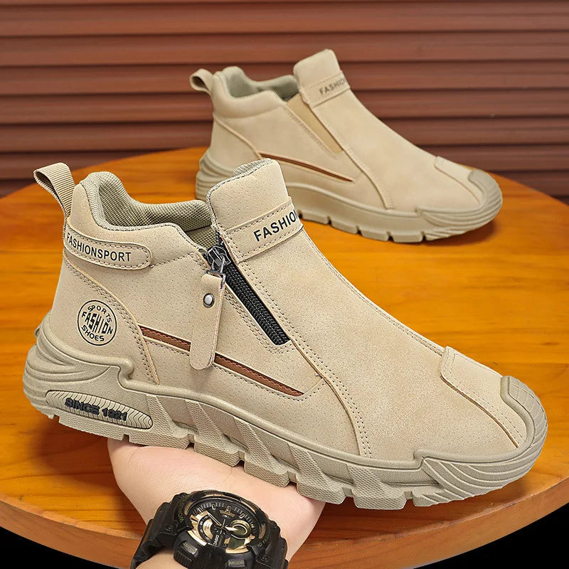 Men's High-Cut Casual Sports Shoes Anti-Slip Wear-Resistant Ankle Boots Outdoor Workwear Footwear for Comfortable Walking