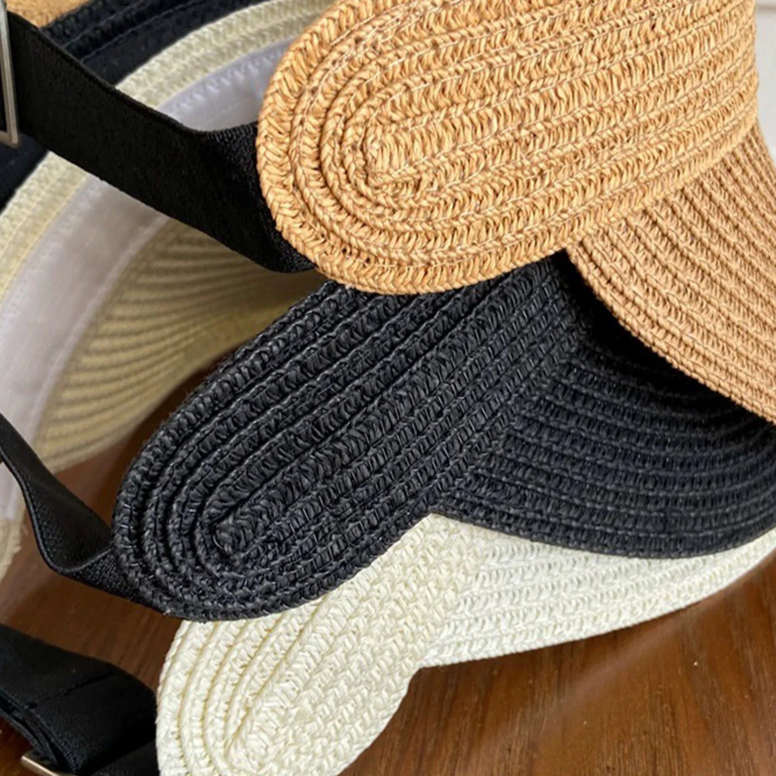 Summer Beach Sun Hat Women Portable Folding Wide Brimmed Straw Hat Fashion Shaped Hollow Top Straw Hat Girls Bucket Hats Travel