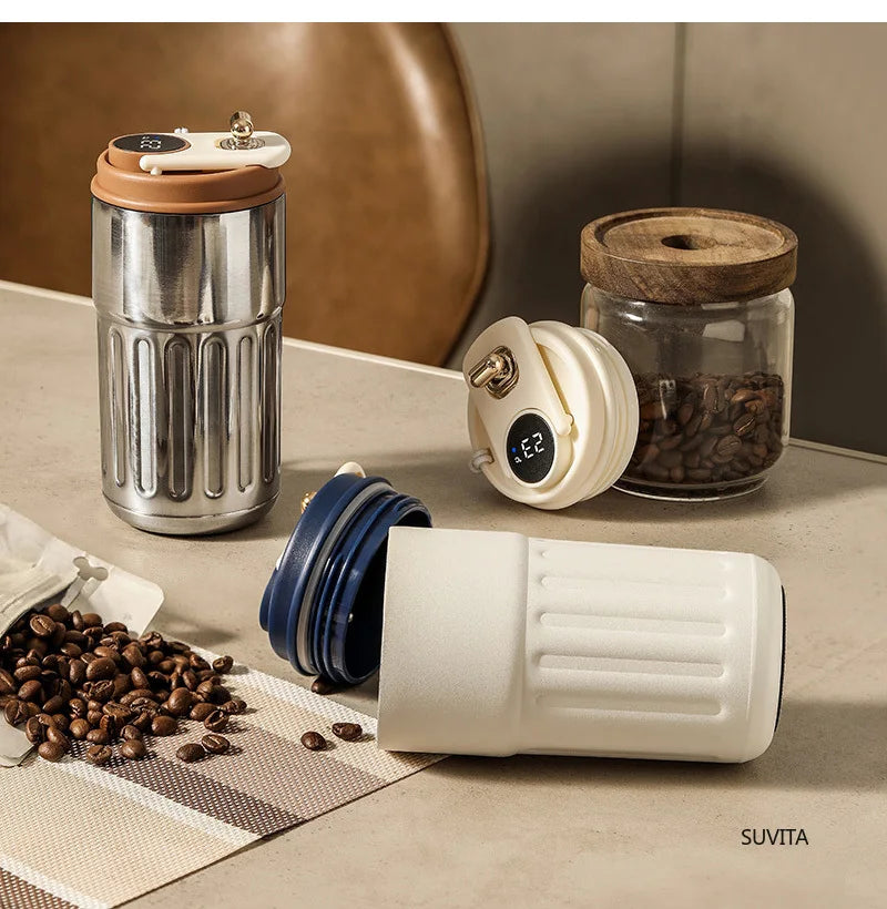 450ML Thermos Water Bottle Smart Display Temperature Stainless Steel Vacuum Coffee Cup Keep Cold and Heat Travel Thermal Mug