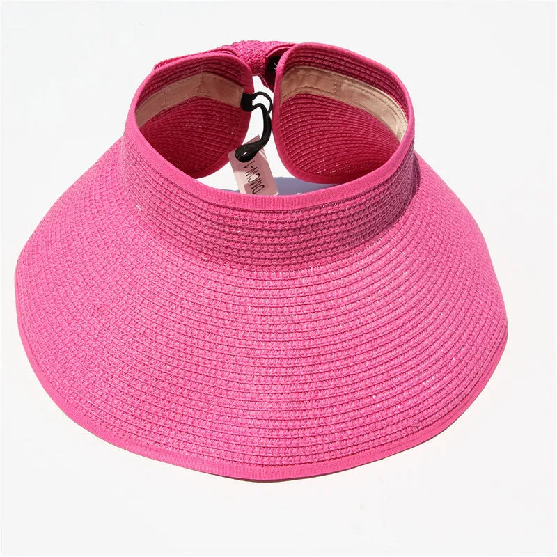Summer Hats For Women Empty Top Large Brim Sun Hat Sunscreen Breathable Foldable Travel Beach Sunhat Visor Cap Wholesale New