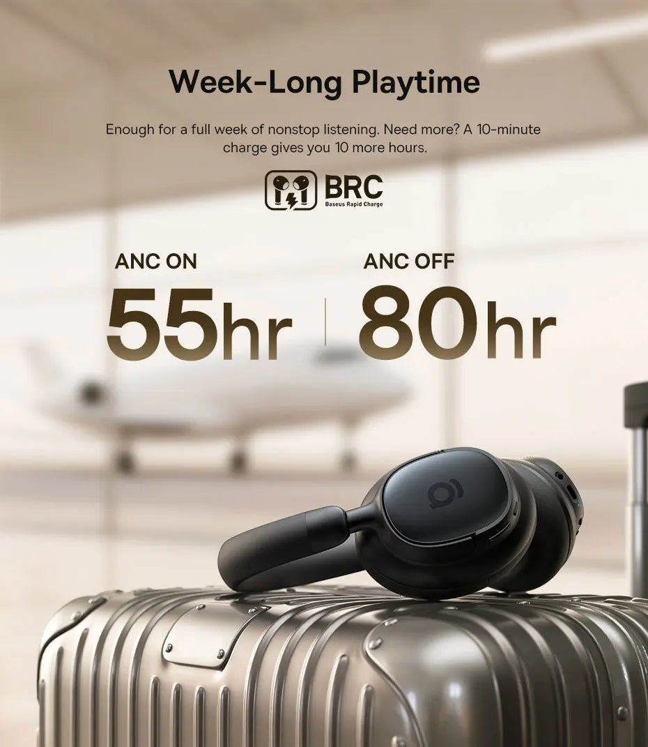Baseus Bowie MH1 Bluetooth Headphones 48dB Noise Cancellation Hi-res LDAC Over Ear Headset Audio Wireless Earphone Earbuds