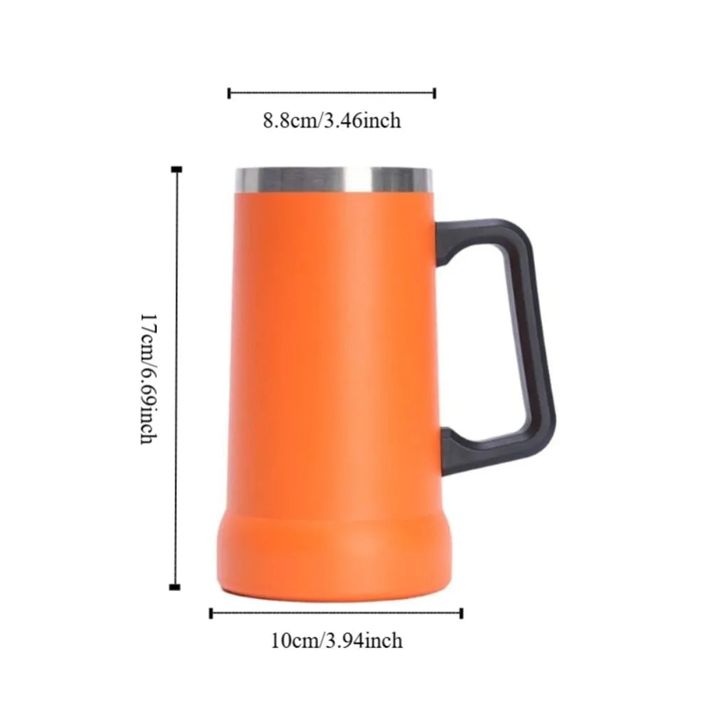 Household 24 OZ Thermal Drink Mug Big Capacity Stainless Steel Coffee Tumbler with Handle Vacuum Thermos Cup Summer