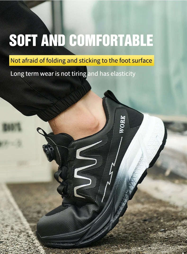 Men‘s Work Shoes Steel Toe Anti-smash Shoes Indestructible Safety Shoes Lightweight Breathable Sneakers Construction Site Shoes