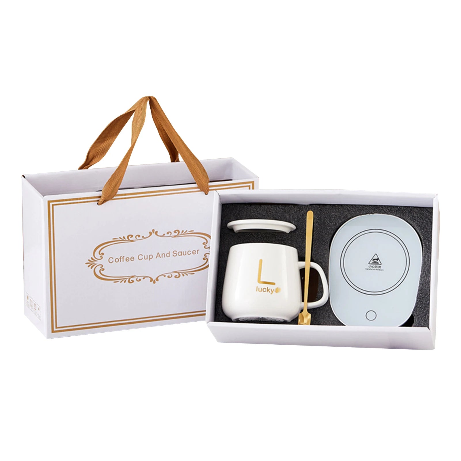 55℃ Temperature Cup Coffee Cup with Automatic Heating Pad USB Charging Ceramic Warmer Mug for Home Office Gift