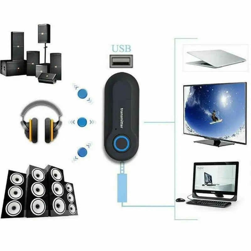 Bluetooth 4.0 Audio Transmitter | 3.5mm Jack USB Powered | Wireless Audio for TV/PC/MP3 to Headphones/Speakers