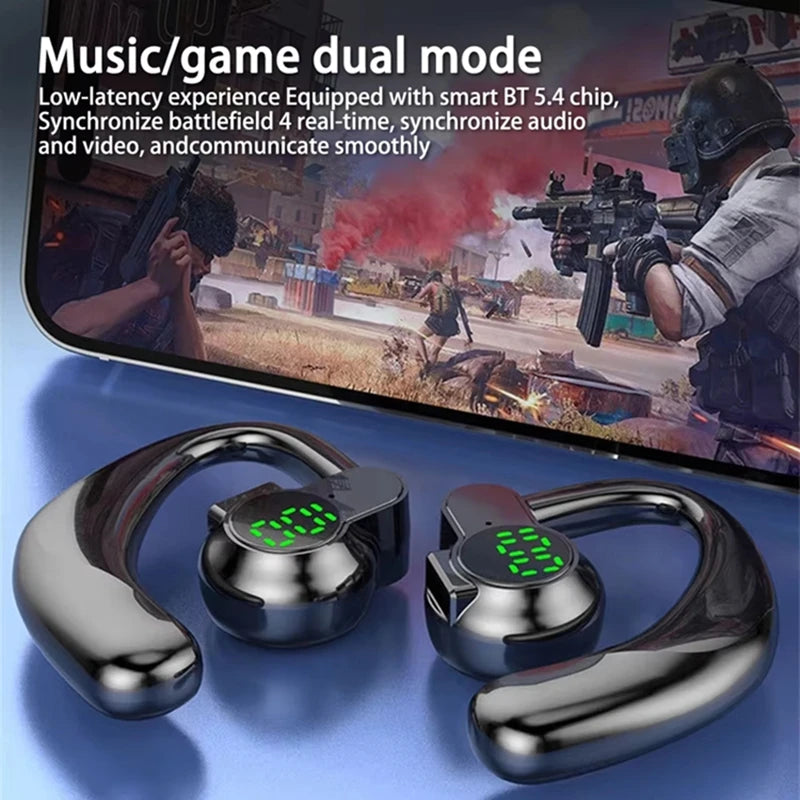 Bluetooth5.4 wireless earphones with digital display high-definition calling sport sleep earphones Type-C charging single ear