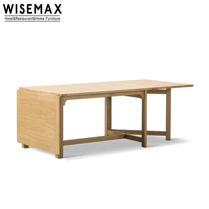 FURNITURE Modern Multi-functional Foldable Oak Wood Table Rectangle Wooden Folding Dining Table for Home Apartment
