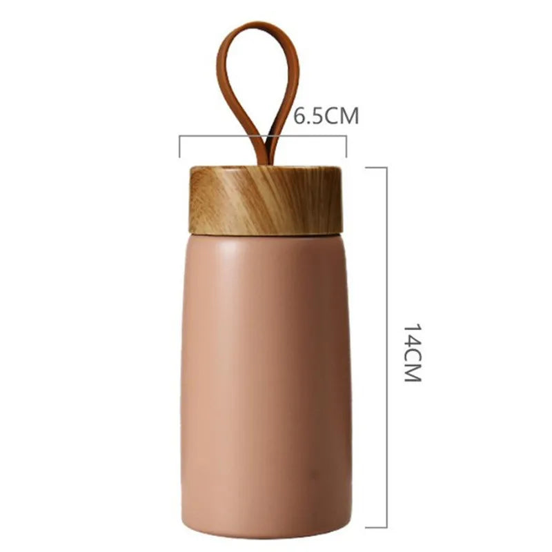 PortableThermal Cup Double Wall Travel Mug Creative Wood Grain Mini Cups Stainless Steel Vacuum Insulated Bottle
